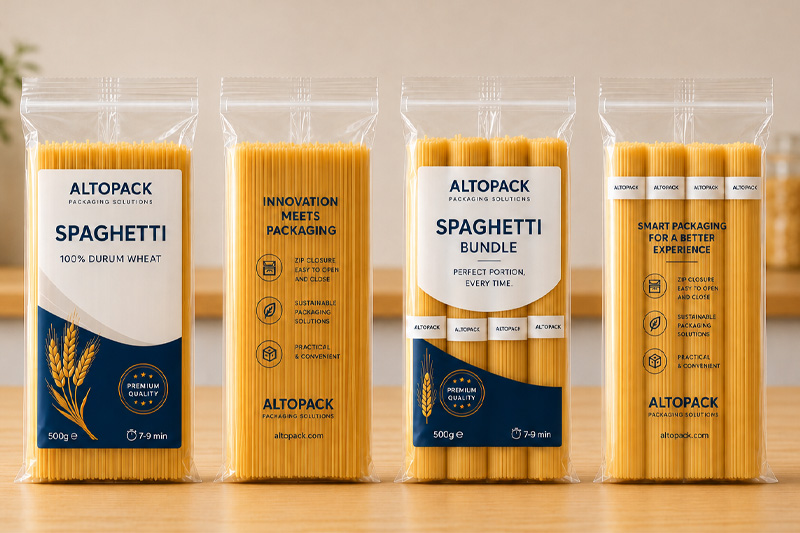 Altopack introduces resealable zip packaging for spaghetti