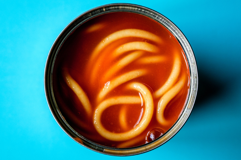 Canned pasta heating up